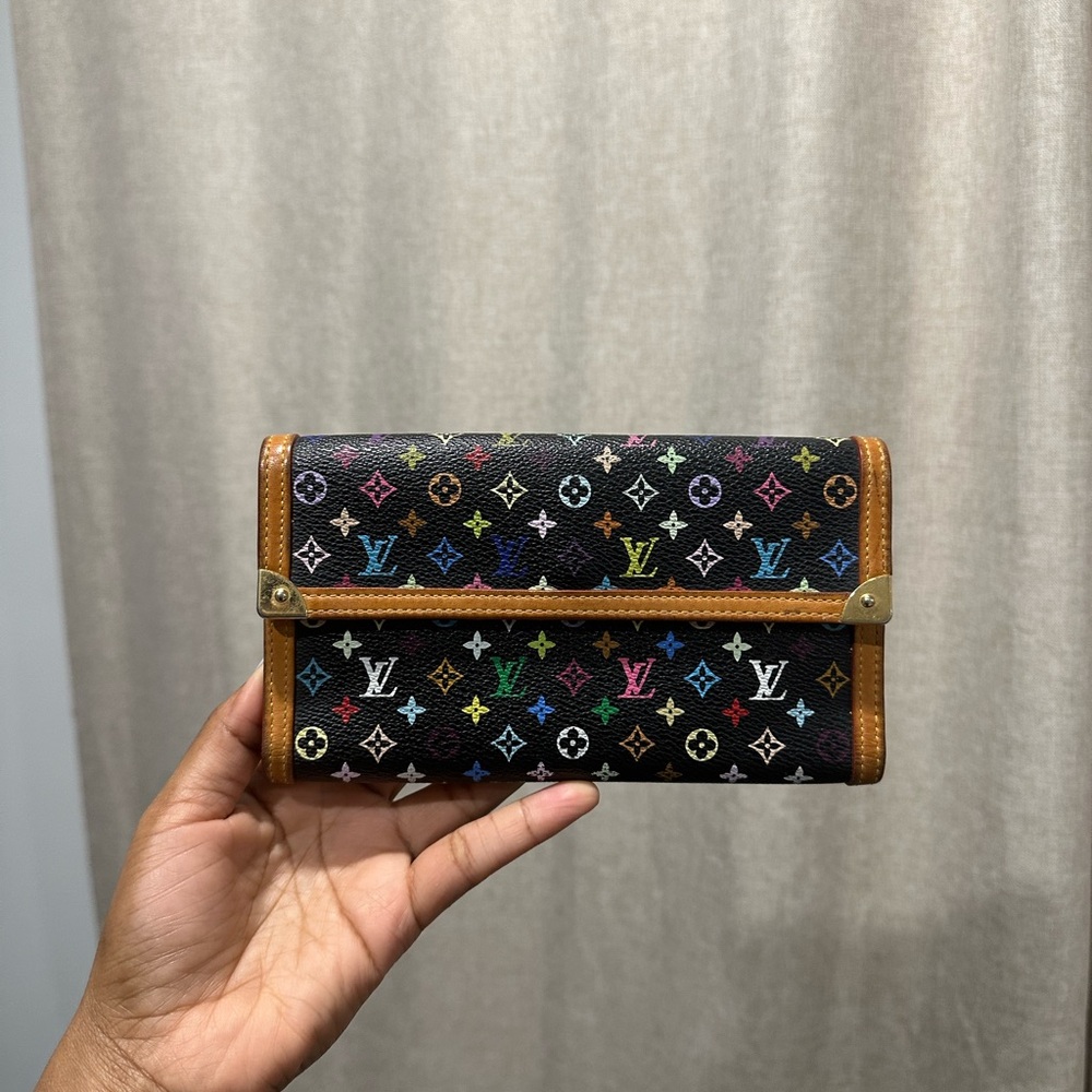 Louis Vuitton Black Murakami Multicolor Wallet